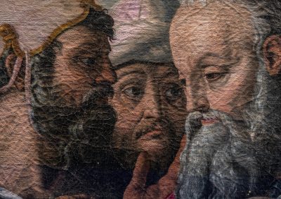 Agnolo Bronzino en el lado derecho, seguido de Baccio Bandinelli, uno de los artistas más destacados de la época y, el maestro y pintor de Bronzino, Jacopo Pontormo ”.