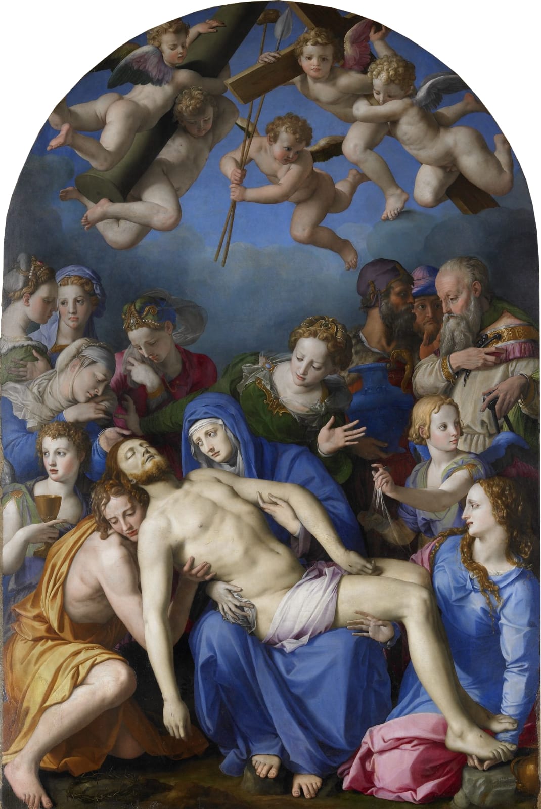 Primera reproducción original que Bronzino realizó del Descendimiento de Cristo para la duquesa Leonor de Toledo; pocos años después fue trasladado de Florencia a Besanzon como regalo diplomático
